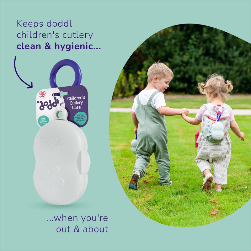 doddl Toddler Travel Utensil Case, Fits Toddler Fork, Spoon and Knife Sets, Clips to Bags & Strollers, Travel Essentials, Dishwasher Safe (Case Only) - Image 4